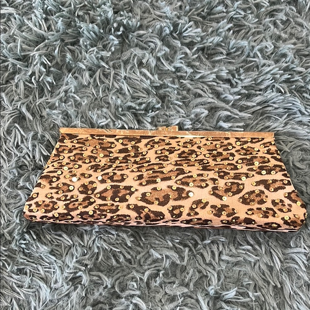 Brown and Gold Leopard Print Clutch